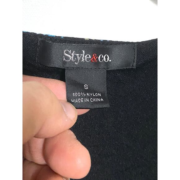 Style & Co Blouse Top Womens S Whimsigoth Dark Forest Fairy Artsy Boho Ruffles - Picture 7 of 8